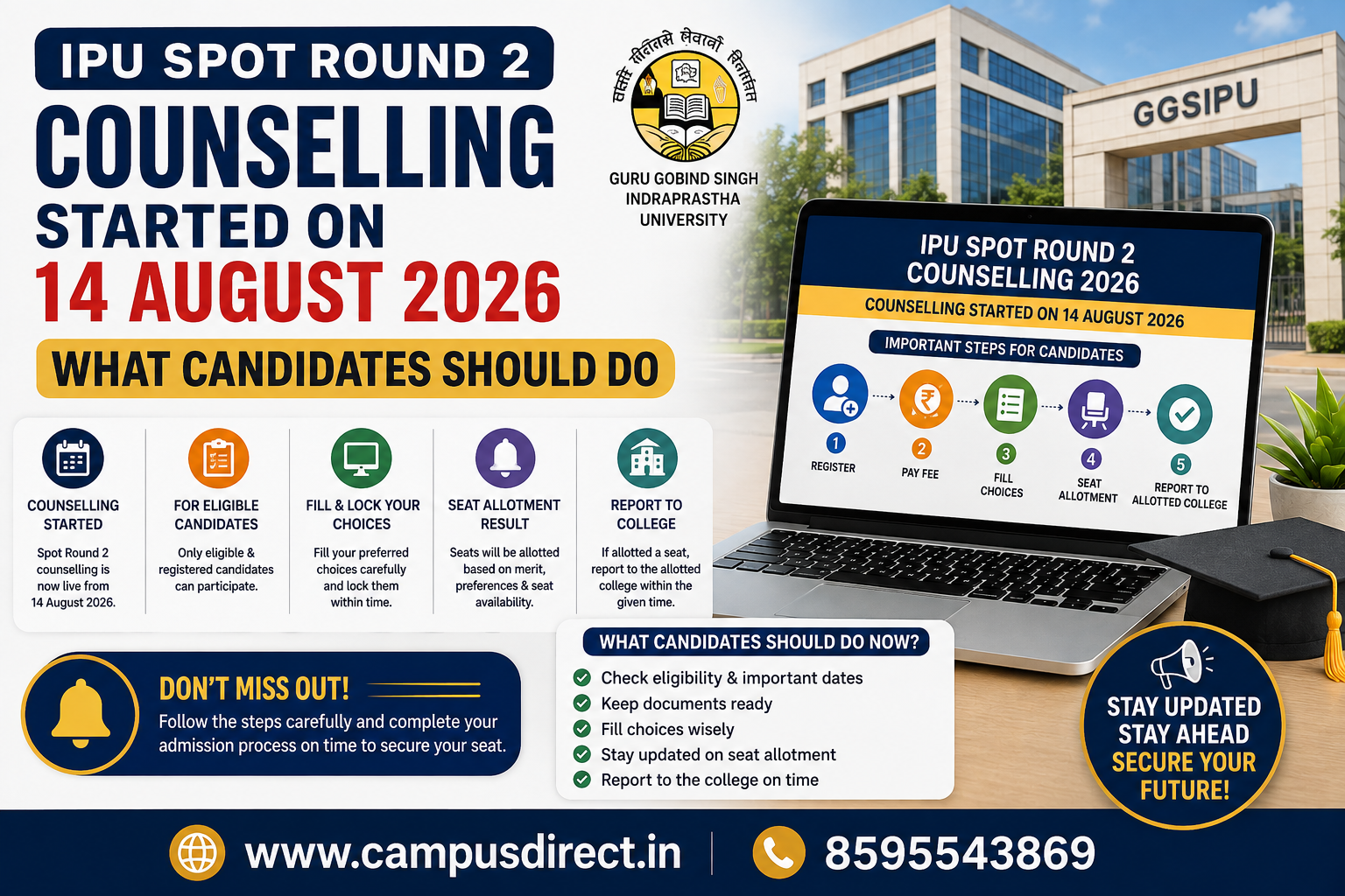 IPU Spot Round 2 Counselling Started on 14 August 2026: What Candidates Should Do