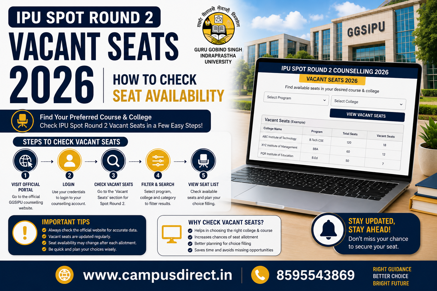 IPU Spot Round 2 Vacant Seats 2026: How to Check Seat Availability