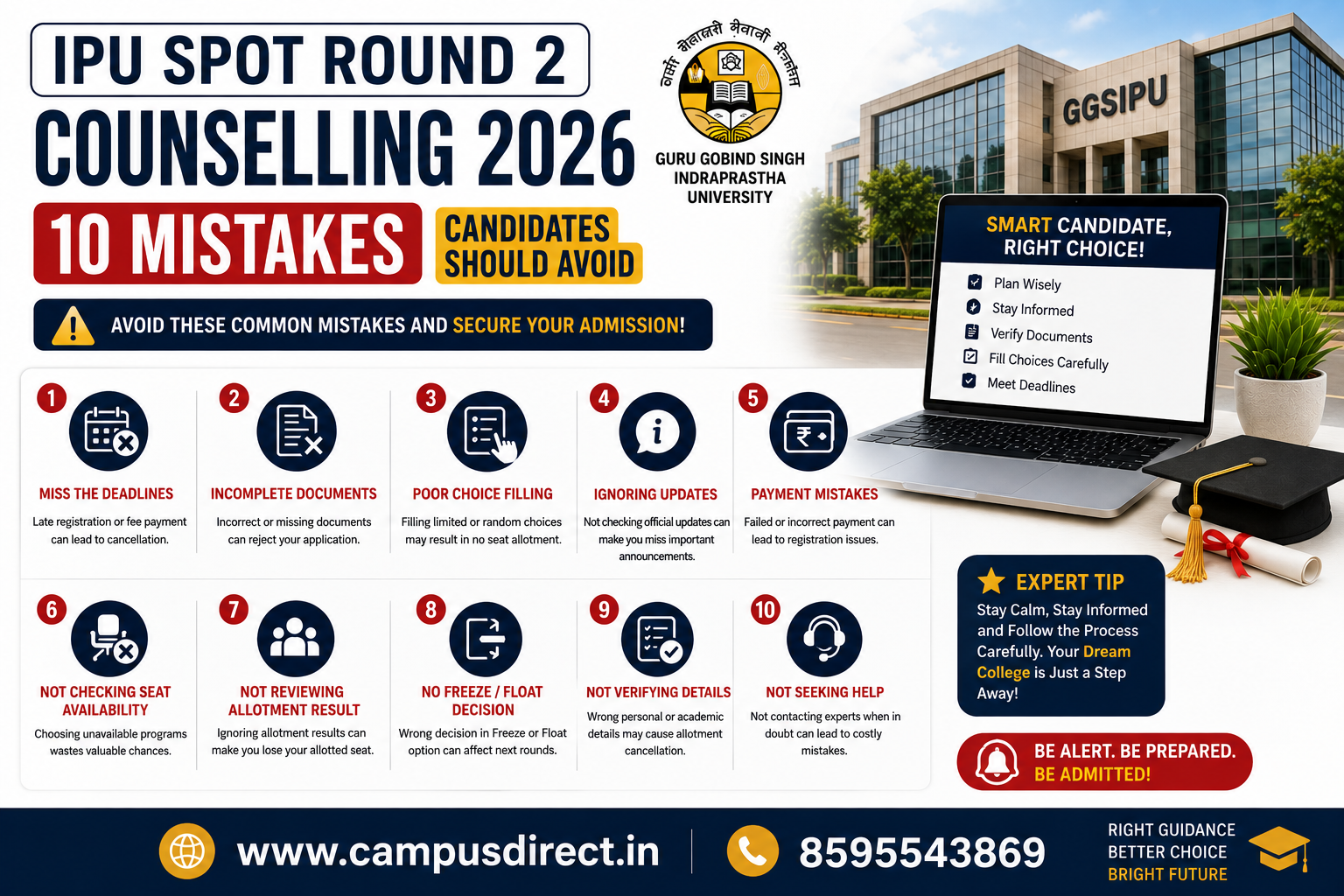 IPU Spot Round 2 Counselling 2026: 10 Mistakes Candidates Should Avoid