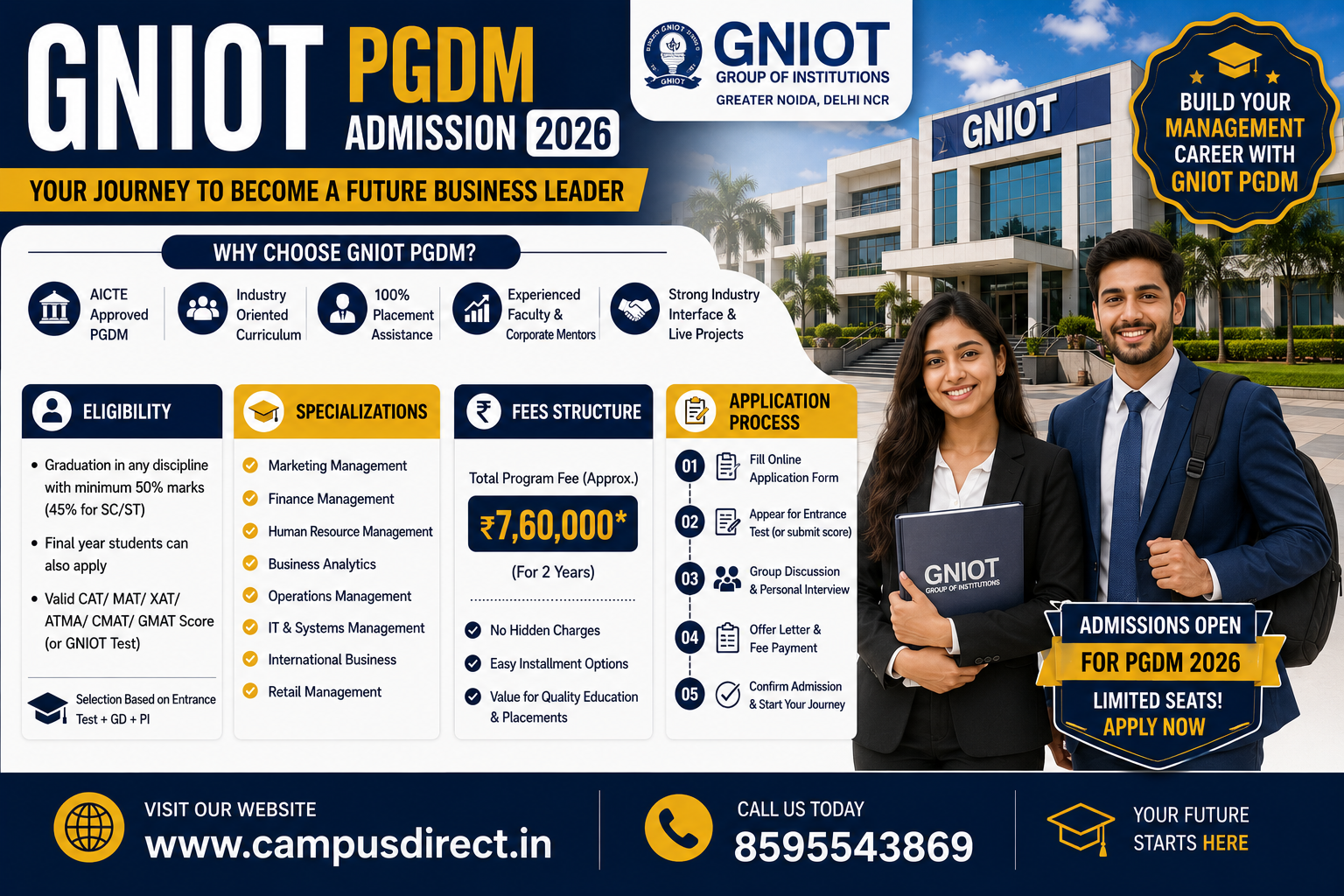 GNIOT PGDM Admission 2026: Eligibility, Fees, Specializations & Application Process