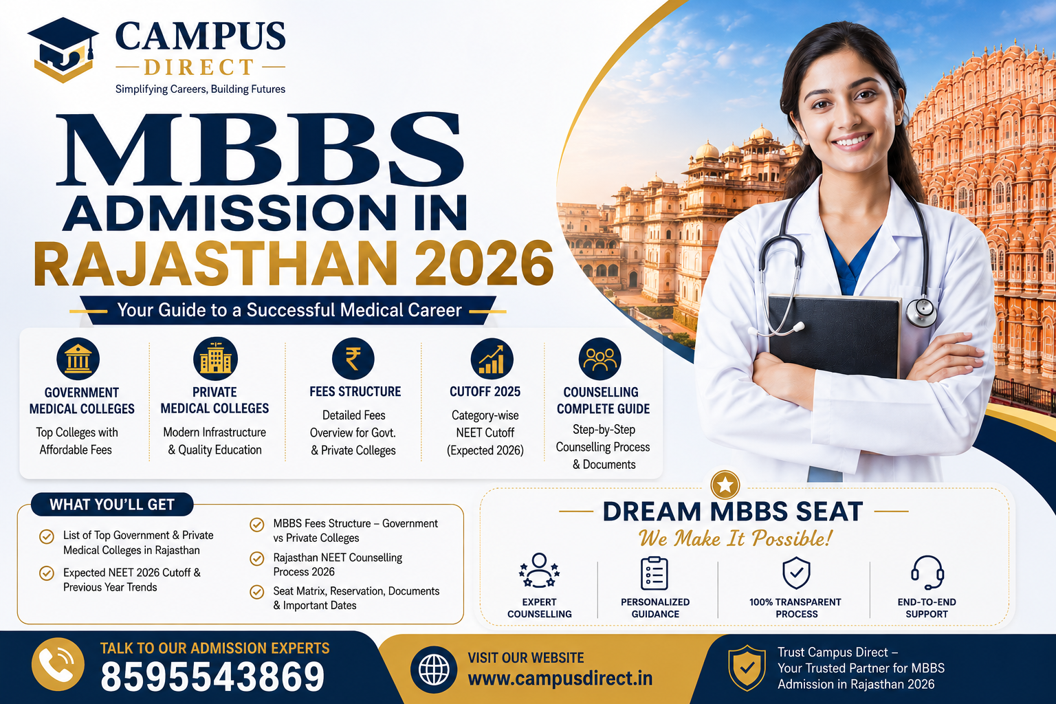 MBBS Admission in Rajasthan 2026: Government & Private Medical Colleges, Fees, Cutoff & Counselling Guide