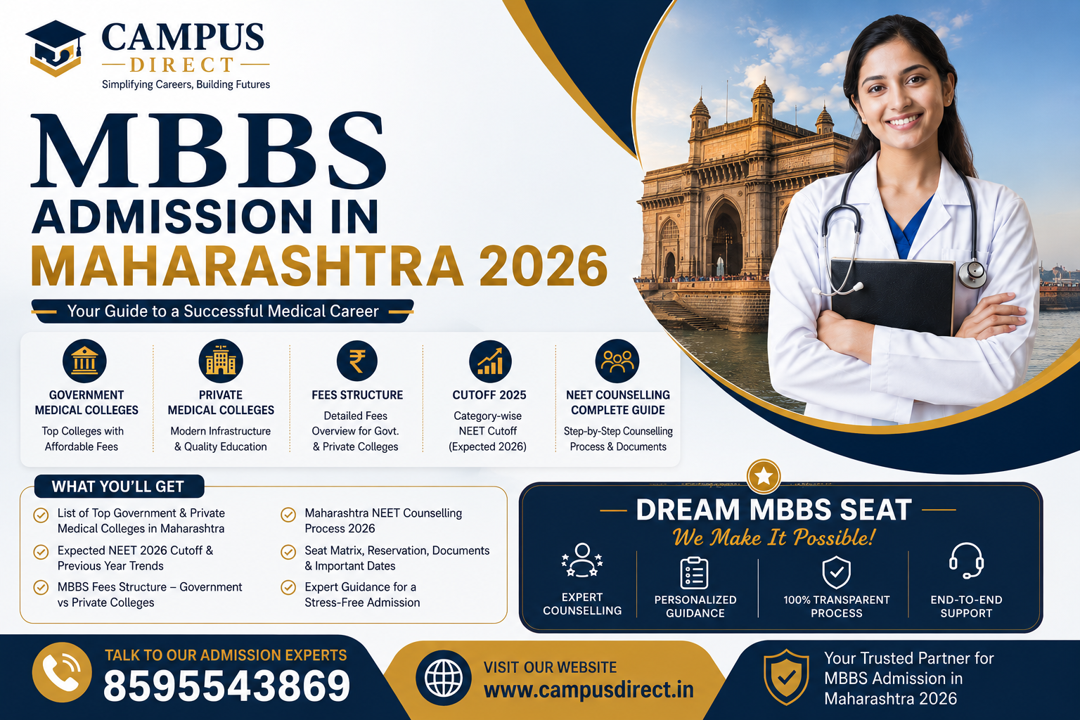 MBBS Admission in Maharashtra 2026: Government & Private Medical Colleges, Fees, Cutoff & NEET Counselling