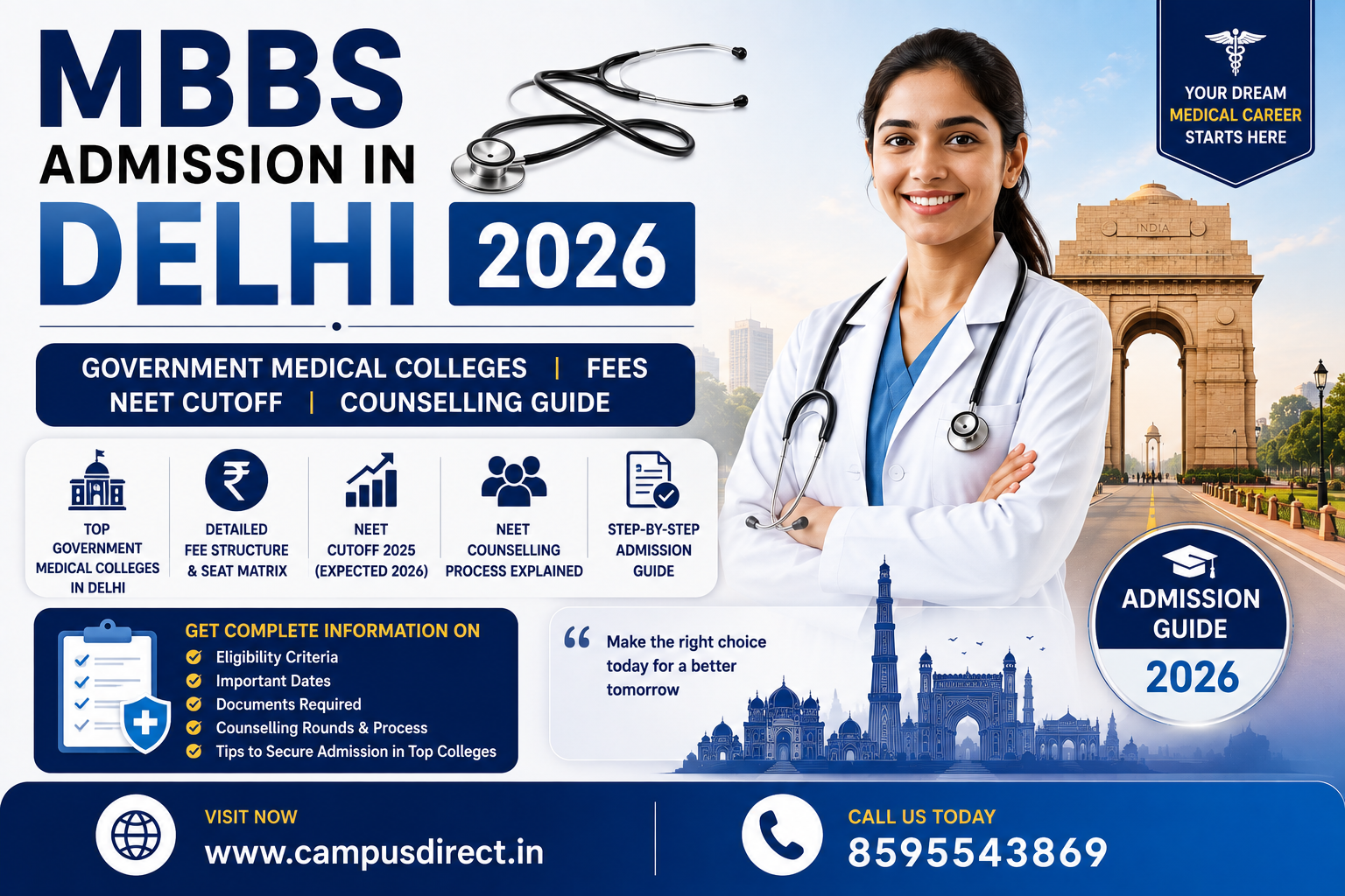 MBBS Admission in Delhi 2026: Government Medical Colleges, Fees, NEET Cutoff & Counselling Guide