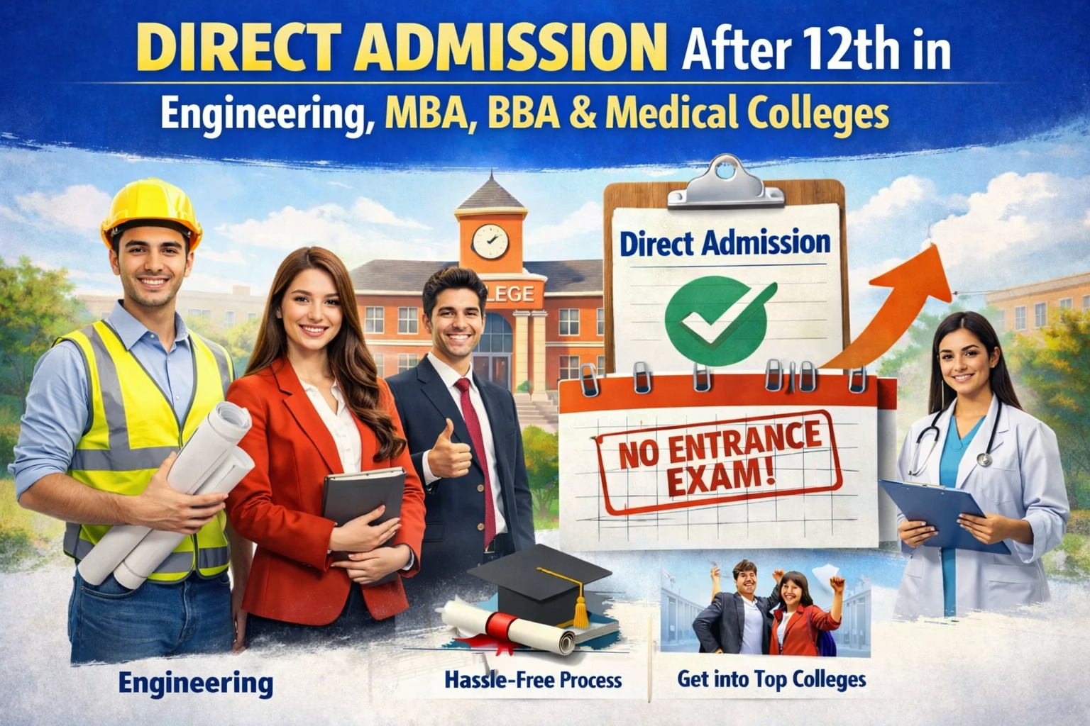 Direct Admission After 12th in Engineering, MBA, BBA & Medical Colleges