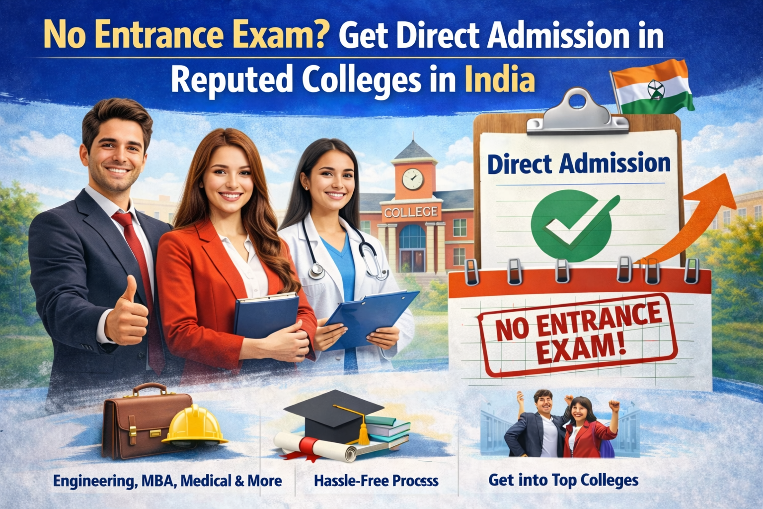 No Entrance Exam? Get Direct Admission in Reputed Colleges in India