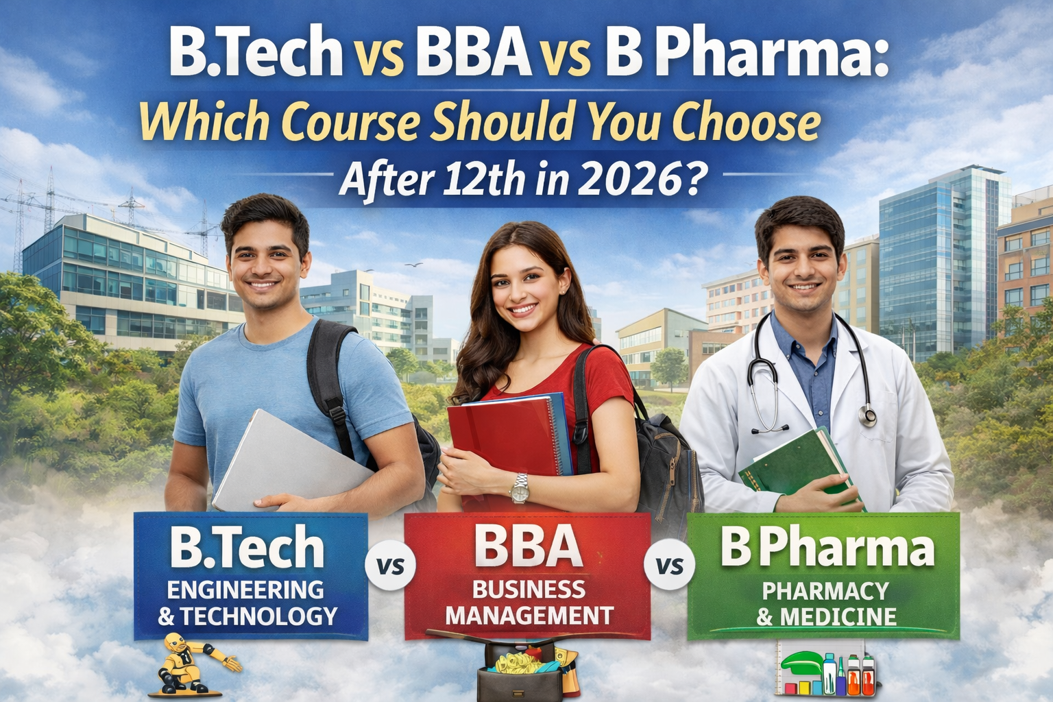 B.Tech vs BBA vs B Pharma: Which Course Should You Choose After 12th in 2026?