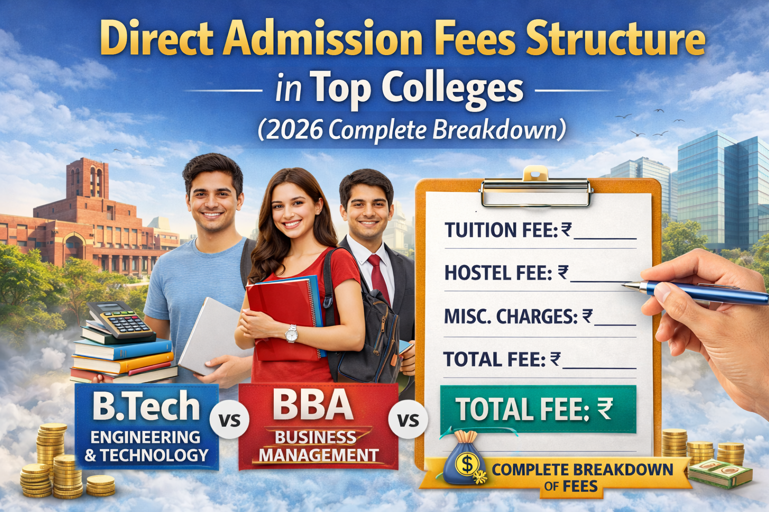 Direct Admission Fees Structure in Top Colleges (2026 Complete Breakdown)
