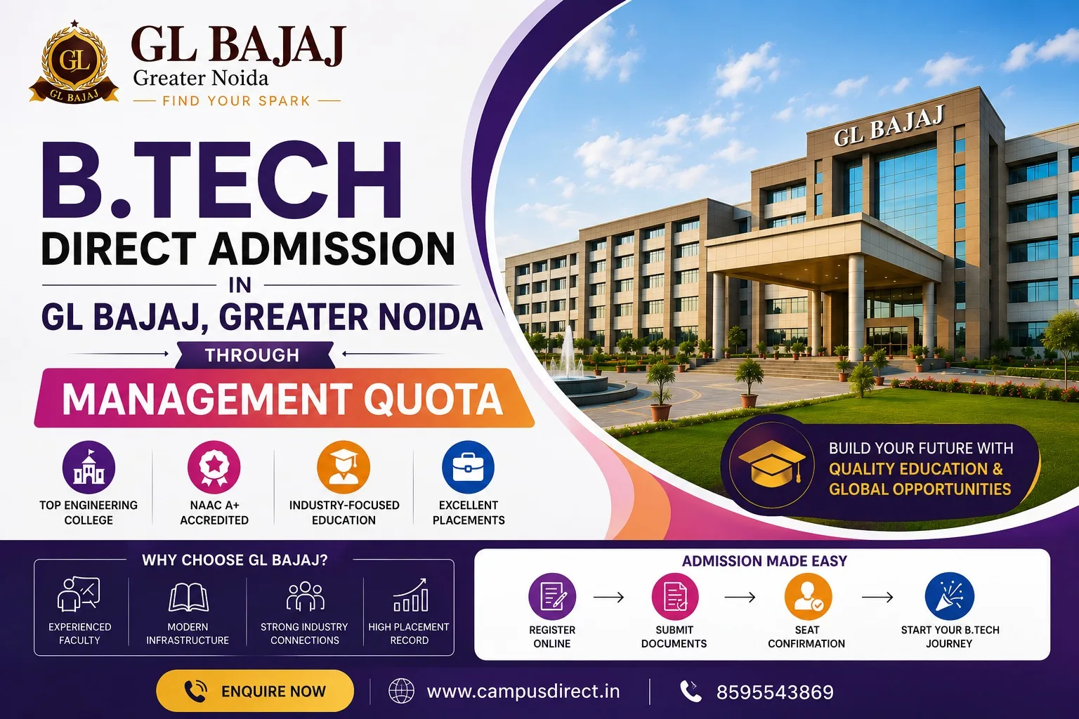 B.Tech Direct Admission in GL Bajaj Greater Noida Through Management Quota