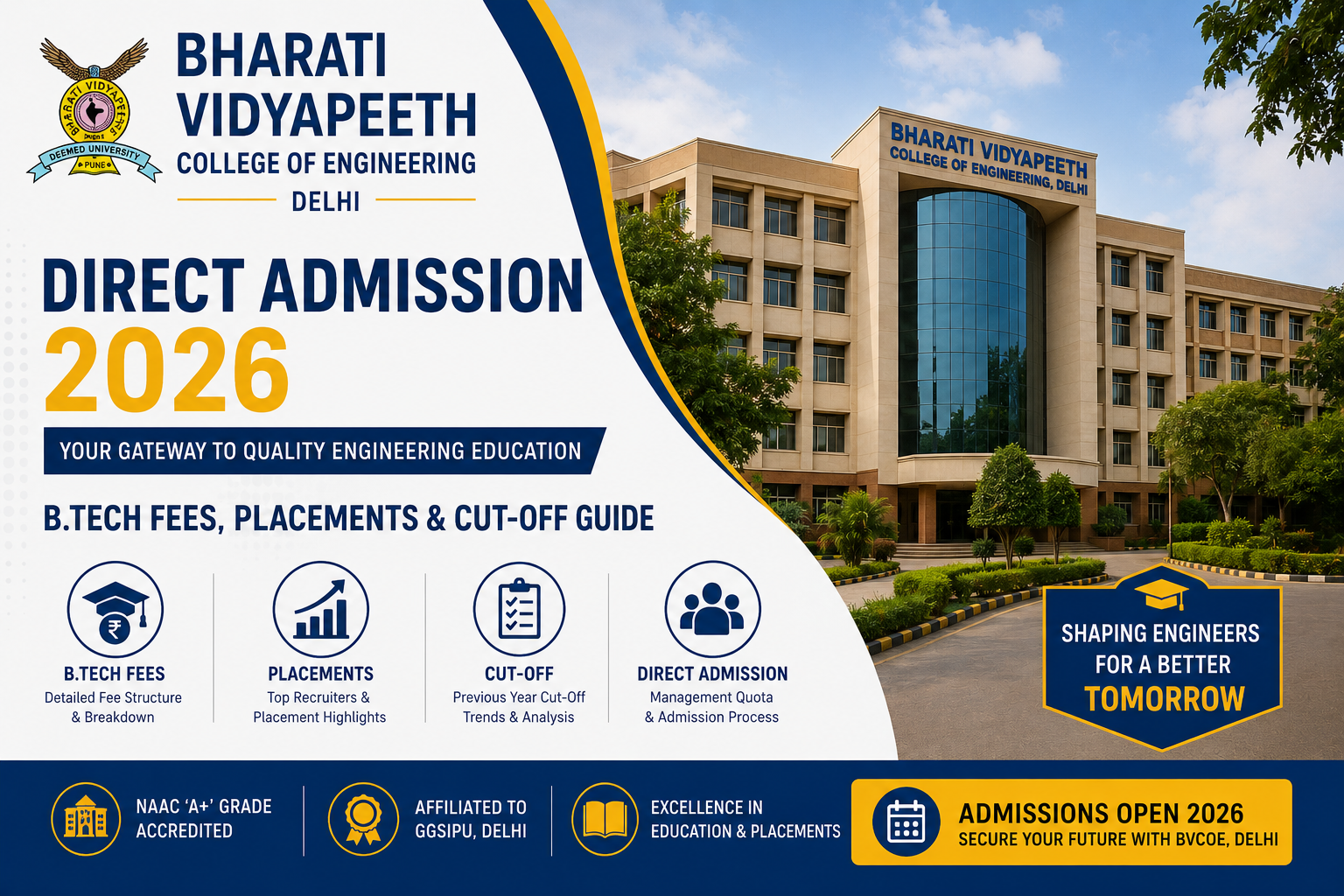 Bharati Vidyapeeth College of Engineering Delhi Direct Admission 2026: B.Tech Fees, Placements & Cut-Off Guide