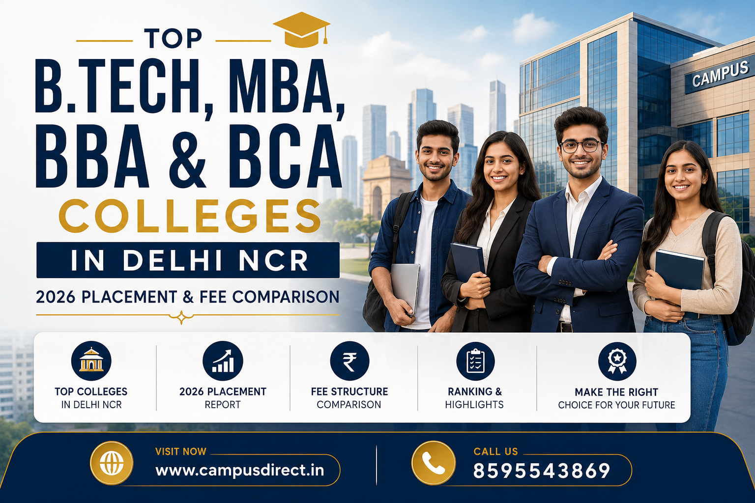 Top B.Tech, MBA, BBA, and BCA Colleges in Delhi NCR: 2026 Placement & Fee Comparison