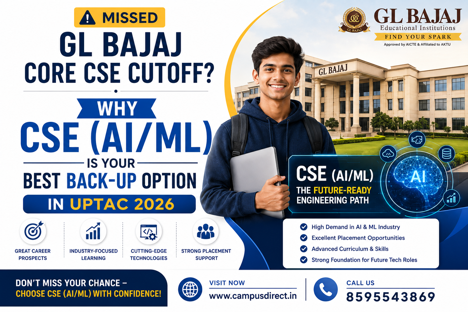 Missed GL Bajaj Core CSE Cutoff? Why CSE (AI/ML) is Your Best Back-Up Option in UPTAC 2026