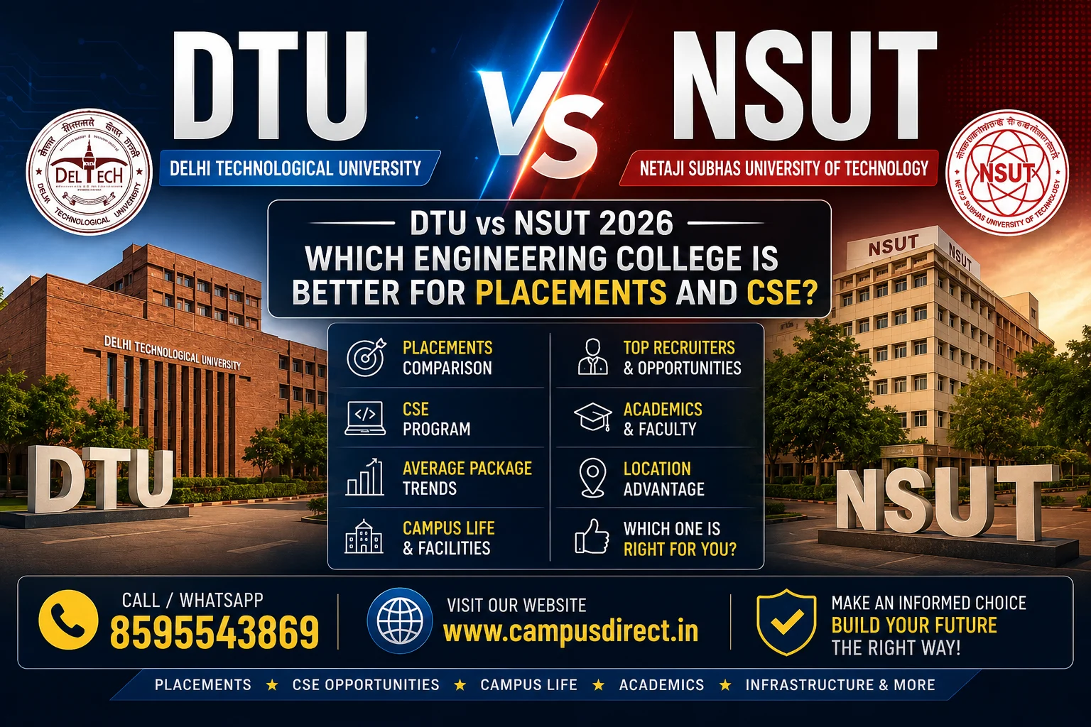 DTU vs NSUT 2026: Which Engineering College is Better for Placements and CSE?