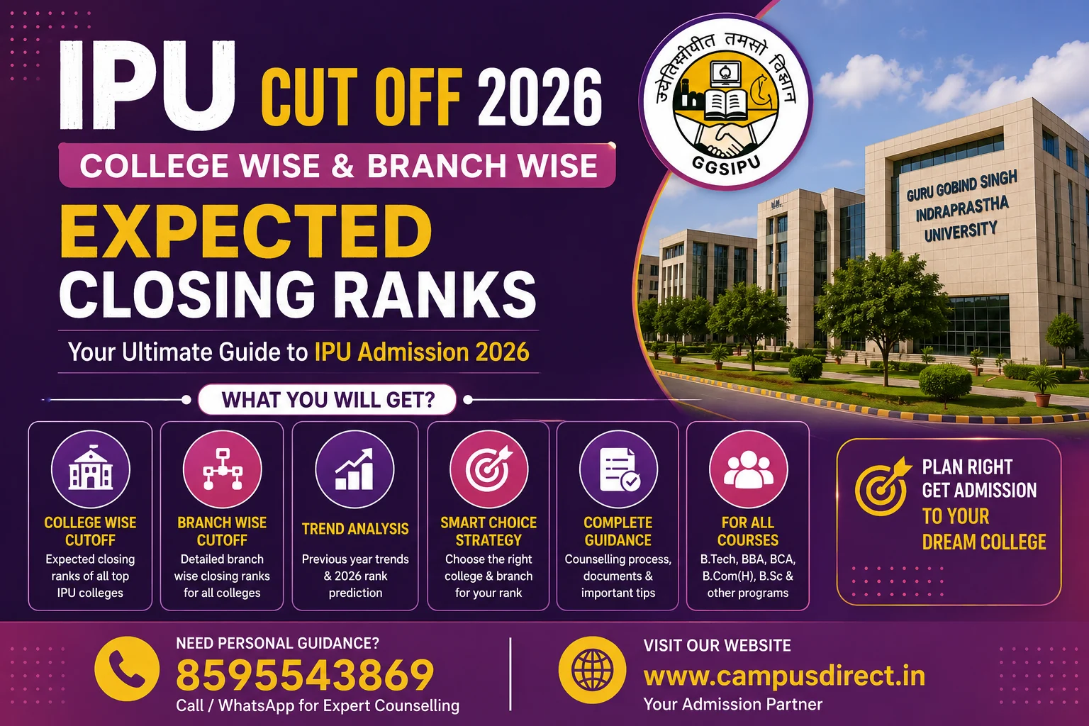 IPU Cut Off 2026: College Wise & Branch Wise Expected Closing Ranks
