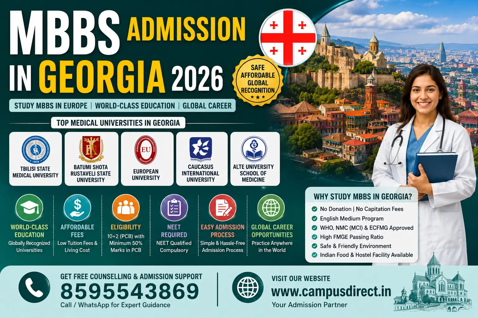 MBBS Admission in Georgia 2026: Top Medical Universities, Fees, Eligibility, NEET & Admission Process