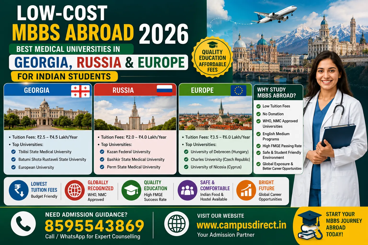 Low-Cost MBBS Abroad 2026: Best Medical Universities in Georgia, Russia & Europe for Indian Students