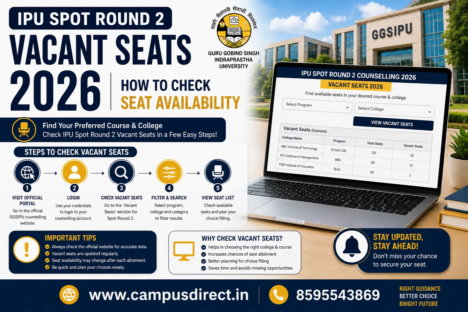 IPU Spot Round 2 Vacant Seats 2026: How to Check Seat Availability