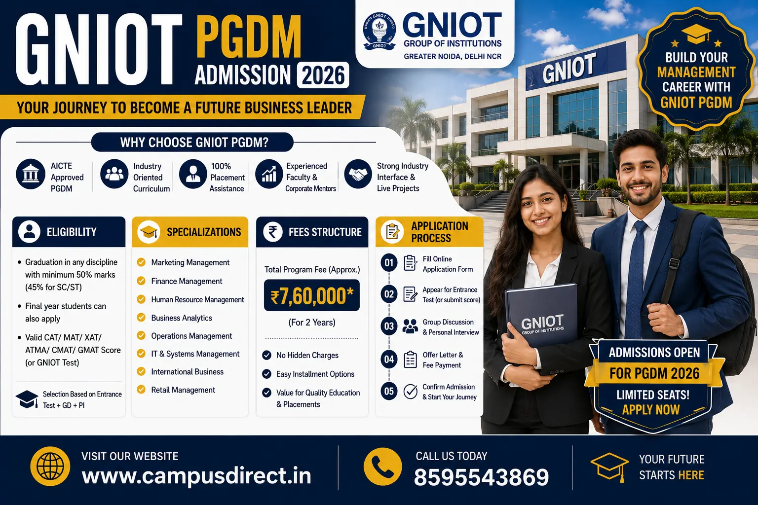 GNIOT PGDM Admission 2026: Eligibility, Fees, Specializations & Application Process