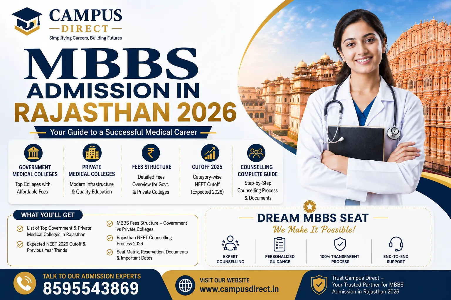 MBBS Admission in Rajasthan 2026: Government & Private Medical Colleges, Fees, Cutoff & Counselling Guide