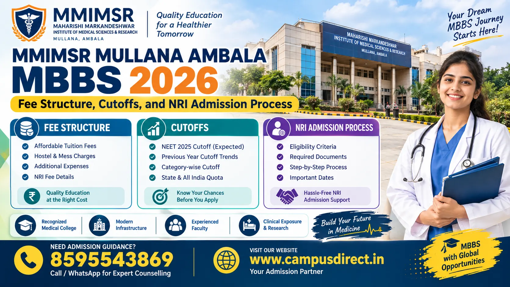 MMIMSR Mullana Ambala MBBS 2026: Fee Structure, Cutoffs, and NRI Admission Process